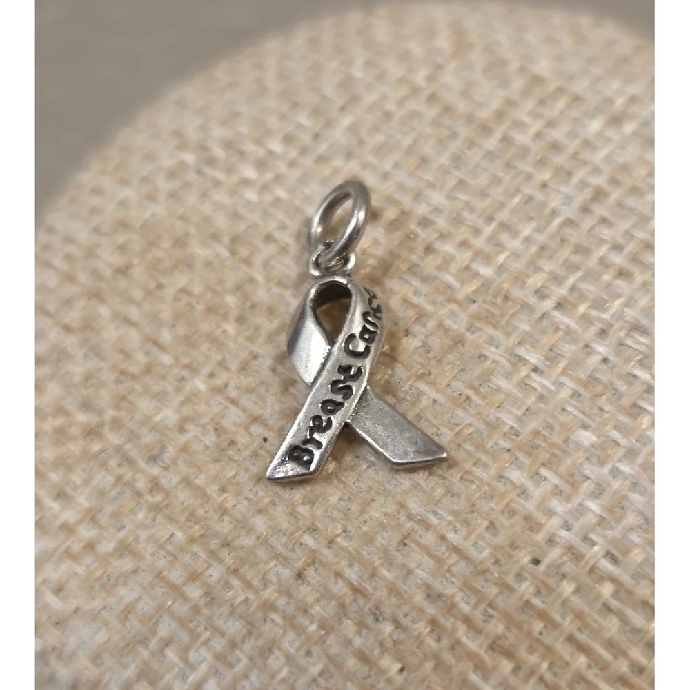 Sterling Silver Breast‎ Cancer Ribbon Charm